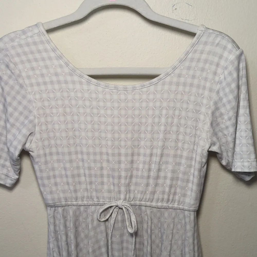 Omi Jo Well Dressed Wolf Gull Grey Gingham Empire Dress Viscose Girls Size 8